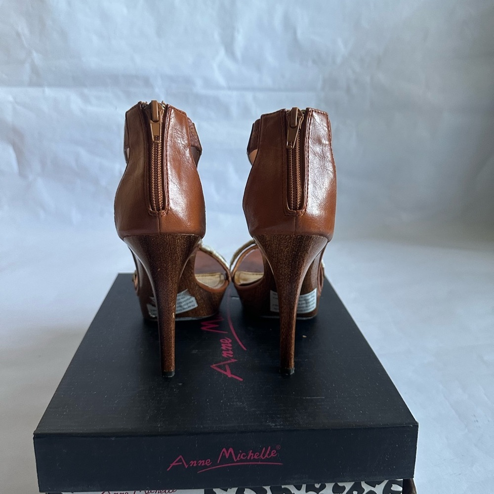 Anne Michelle Brown Embellished Women's Sandals - Picture 2 of 13